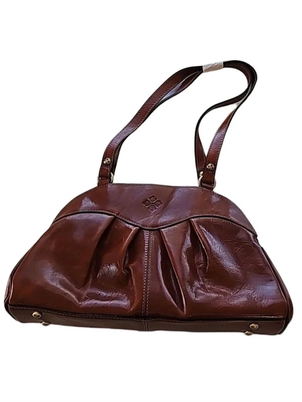 Patricia Nash Rich Brown Pleated Leather Satchel